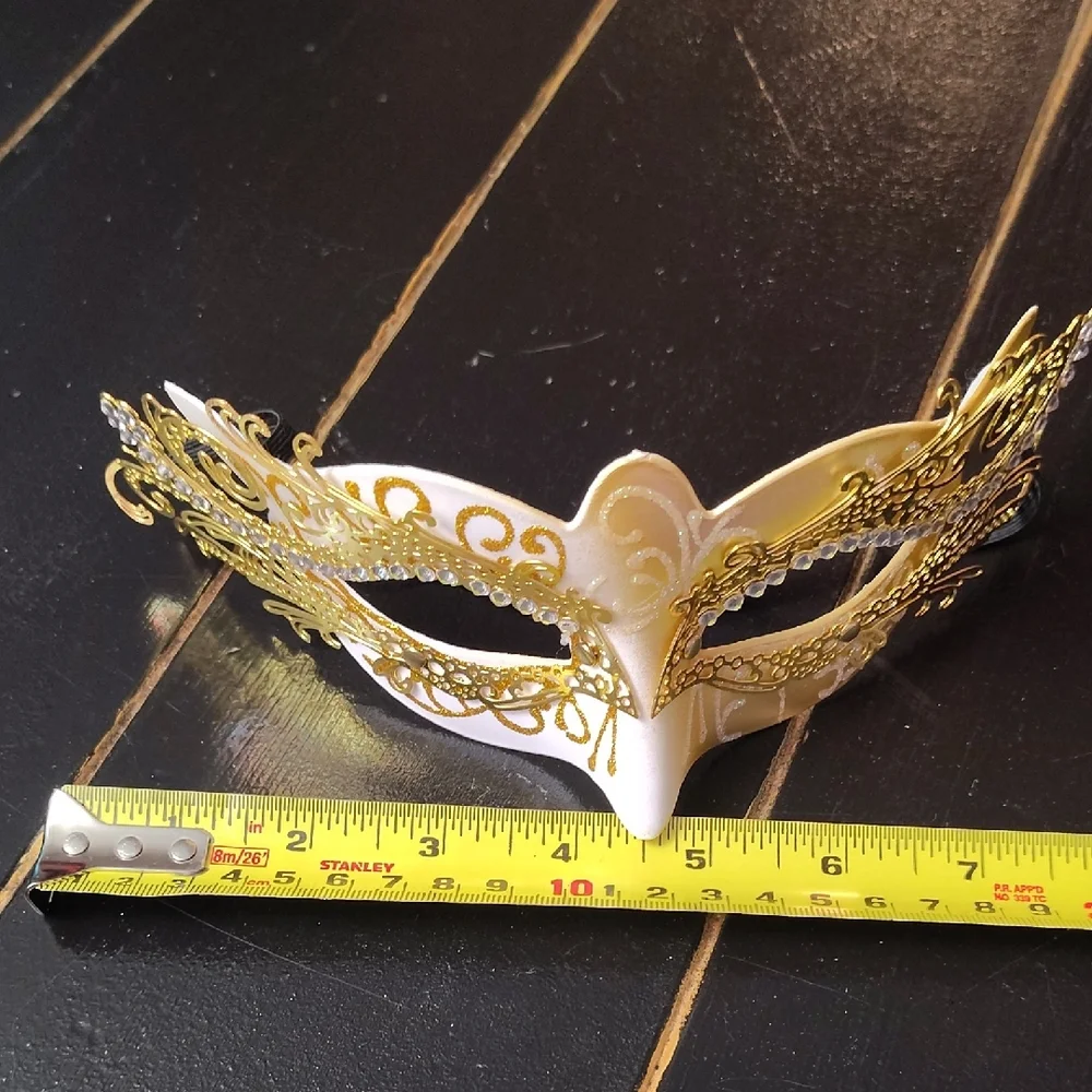 Elegant Gold and White Masquerade Face Mask